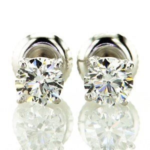 Round Diamond Stud Earrings 1.00 TCW E VS1/2 Lab Created 14K White Gold IGI Cert
